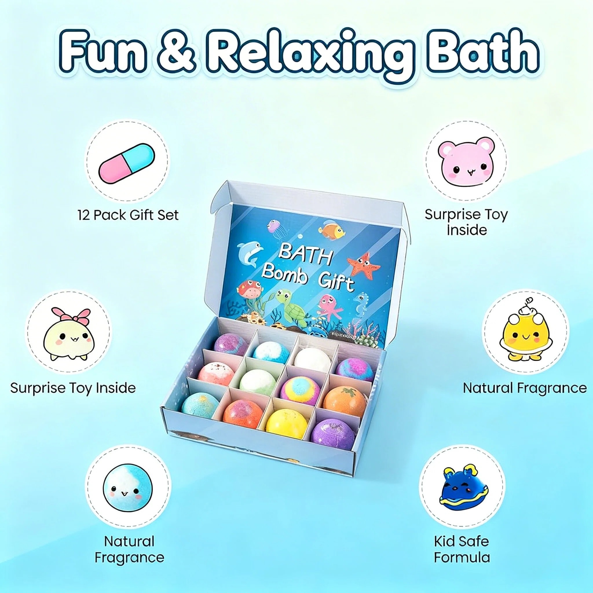 12pcs 70g Kids Bath Fizzy Ball - đánh giá và giá Baby Products For Bathing